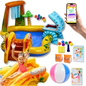 Place zabaw - BASEN INTEX DLA DZIECI DMUCHANY OGRODOWY PLAC ZABAW DINOZAURY ZJEŻDZALNIA MATERAC DO PŁYWANIA RĘKAWKI + EBOOK - miniaturka - grafika 1