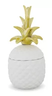 Figurki dekoracyjne - MAX-LAND FIGURKA POJEMNIK ANANAS BIAŁY ZŁOTY 25x12,5 - miniaturka - grafika 1