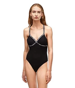 KARL LAGERFELD Damskie body modelujące Deep V z logo, czarne, XL - Body - miniaturka - grafika 1