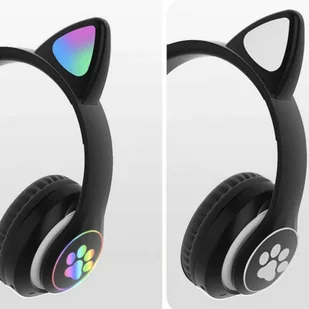 Alogy Słuchawki bezprzewodowe nauszne LED RGB Bluetooth 5.0 FM MP3 radio Kocie uszy świecące Czarne - Słuchawki - miniaturka - grafika 10