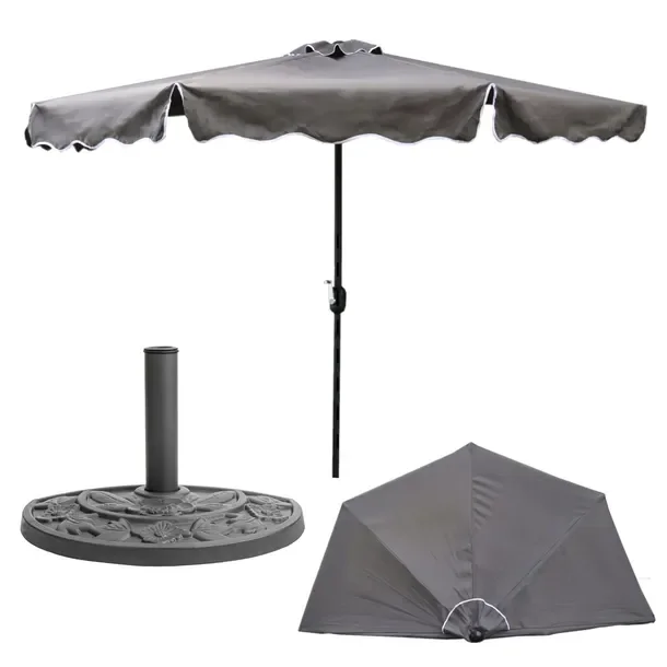 Parasol połówkowy przyścienny Ø 270 cm H 235 cm Grafit+podstawa półokrągła