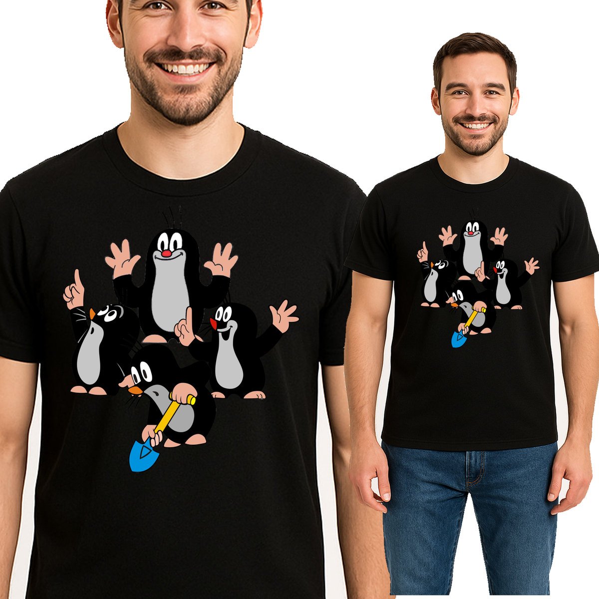 KRECIK ŚMIESZNA KOSZULKA Z NADRUKIEM AHOJ KRTEK PREZENT XL 3534 CZARNA