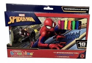 BAMBINO KREDKI GRUBE 18 kol. klasyczne neon srebrna SPIDER-MAN + temp. - Przybory szkolne - miniaturka - grafika 1