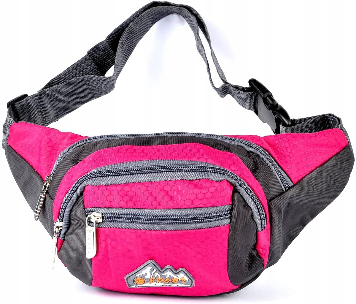RÓŻOWA + SZARA Nerka TURYSTYCZNA Biodrowa SASZETKA NA PAS Sakiewka Torebka