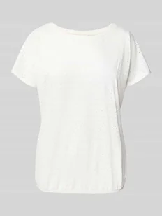 T-shirt o luźnym kroju z ażurowej dzianiny - Koszulki i topy damskie - miniaturka - grafika 1