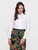 Koszule damskie - Biała koszula z haftowanymi elementami - miniaturka - grafika 1