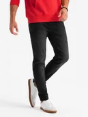 Spodnie męskie - Męskie jeansowe joggery z asymetrycznymi przeszyciami czarne V3 OM-PADJ-0165 - Ombre Clothing - miniaturka - grafika 1