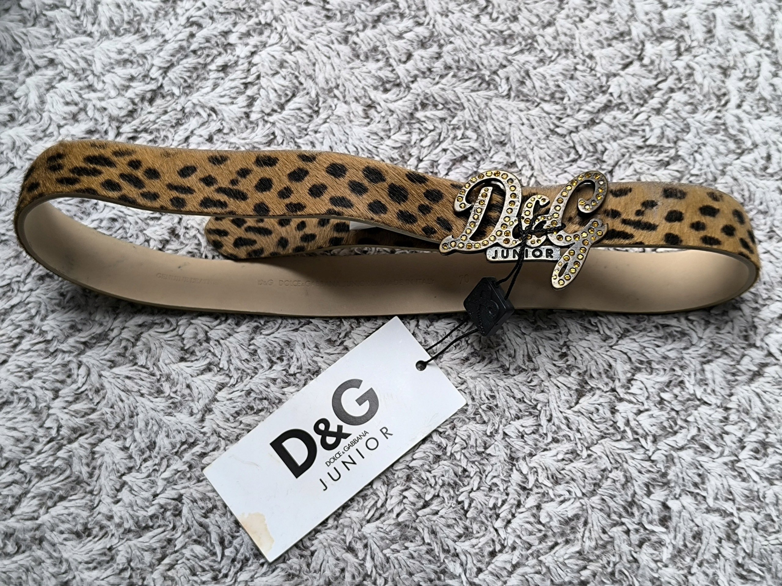 Skórzany Pasek Do Spodni Dolce & Gabbana Junior 100% Cow Animal Print