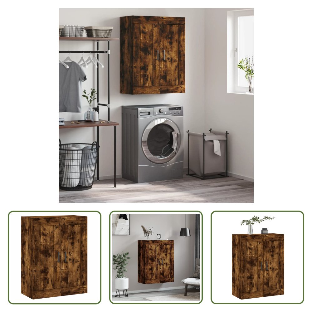 The Living Store szafka ścienna dąb wędzony 69,5x34x90 cm materiał drewnopochodny