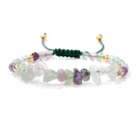 Bransoletki - Bransoletka Pleciona Kamień Naturalny Fluoryt Koraliki 5-8 mm Regulowana - miniaturka - grafika 1