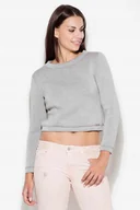 Bluzy damskie - krótka BLUZA damska CIEPŁA DRESOWA ze stójką szary XL - miniaturka - grafika 1