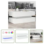 Ławy i stoliki kawowe - The Living Store Stolik kawowy z oświetleniem LED biały 90x50x40 cm - miniaturka - grafika 1