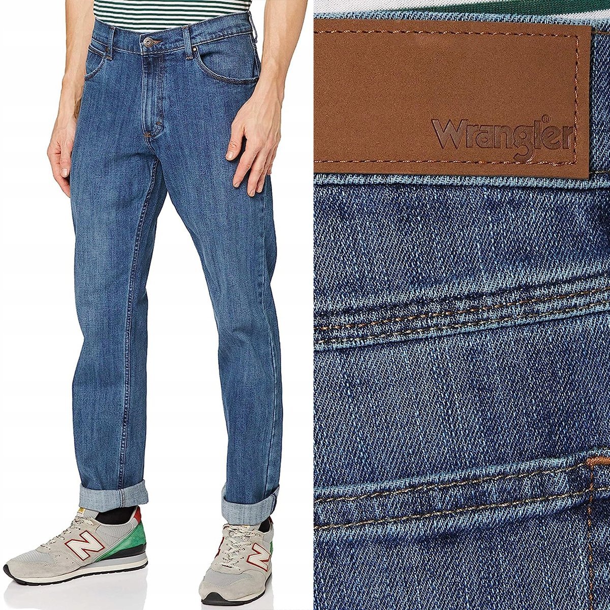 Wrangler STRAIGHT Mid Stone RED KABEL DżINS PROSTE SPODNIE JEANSOWE W34 L32