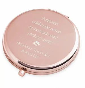 Lusterko okrągłe różowe z grawerem dla nauczycielki wychowawczyni prz - Lusterka do makijażu - miniaturka - grafika 1