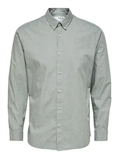 Koszule męskie - SELECTED HOMME Męska koszula Button-down, Szary melanż/szczegóły: melanż, M - grafika 1