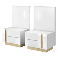 Ławy i stoliki kawowe - ARCO (O) STOLIKI NOCNE Z OŚWIETLENIEM - BIAŁY POŁYSK / DĄB GRANDSON - miniaturka - grafika 1