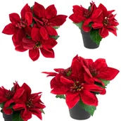 Ozdoby bożonarodzeniowe - Gwiazda Betlejemska W Doniczce Sztuczna Welurowa Poinsecja Realistyczna - miniaturka - grafika 1