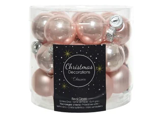 Mini Małe Bombki Bombeczki Szklane 2.5Cm 24Sztuki Pudrowy Róż - Bombki - miniaturka - grafika 1