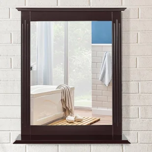 Lustro łazienkowe z półką, drewniane lustro ścienne, lustro wiszące 57 x 12 x 68,5 cm, idealne do łazienki, salonu, przedpokoju (brązowe) - Lustra - miniaturka - grafika 1