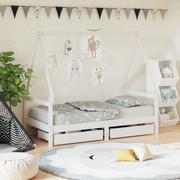 Łóżeczka i kojce - vidaXL Rama łóżka dziecięcego z szufladami, biała, 80x160 cm, sosna - miniaturka - grafika 1