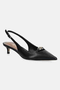 Guess czółenka skórzane JESSAH kolor czarny na niskim obcasie z odkrytą piętą FLTJES LEA05 - Czółenka - miniaturka - grafika 1