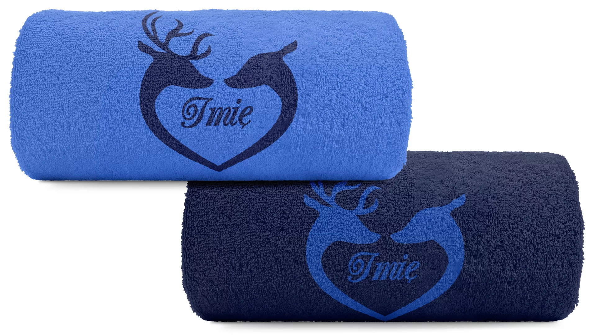 pat15.net Komplet małych ręczników 50x100 haft Ręcznik + TWOJE IMIĘ jelonki 2 1061