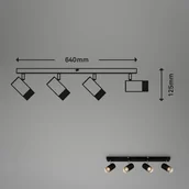 Lampy sufitowe - Briloner Reflektor sufitowy Plek GU10 czarny/srebrny 4-punktowy - miniaturka - grafika 1