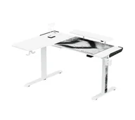 Biurka gamingowe - Ultradesk WINGER 155cm Regulacja wysokości Biały - miniaturka - grafika 1