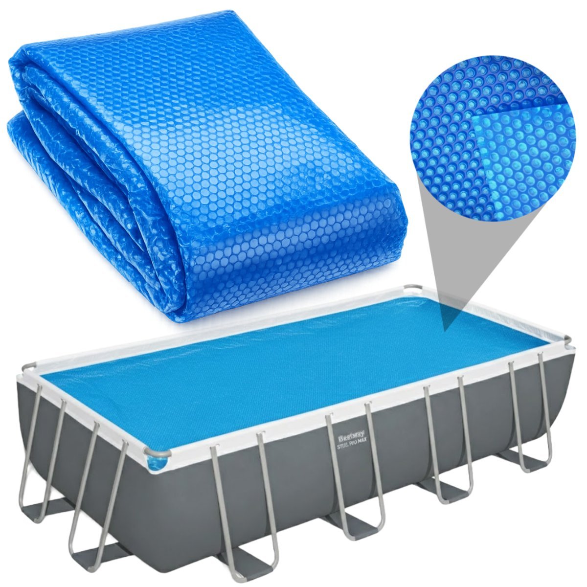 Bestway pokrywa grzewcza termiczna mata fola solarna  power steel 412x201cm