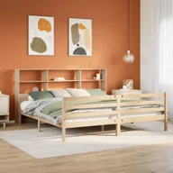 Łóżka - Łóżko z regałem, bez materaca, 200x200 cm, sosnowe Lumarko! - miniaturka - grafika 1