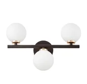 Lampy ścienne - MARSIADA W3 kinkiet czarno-złoty z mlecznymi kulkami 3xG9 - miniaturka - grafika 1
