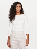 Bluzki damskie - Tommy Hilfiger Bluzka New Cody WW0WW40589 Écru Slim Fit - miniaturka - grafika 1