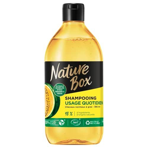 Nature Box - Szampon do codziennego użytku - Włosy normalne do tłustych - z olejkiem z arbuza - formuła wegańska - 98% składników pochodzenia naturalnego - 385 ml