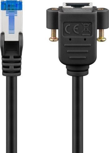 Goobay CAT 6A kabel przedłużającyS/FTP PiMF, czarny - Długość kabla 1 m