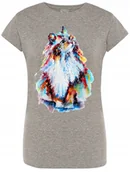 Koszulki i topy damskie - T-Shirt damski nadruk Kolorowy Kot Rozm.L - miniaturka - grafika 1