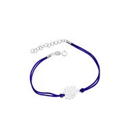 Biżuteria dla dzieci - Srebrna bransoletka 925 Monstera sznurek granat - miniaturka - grafika 1