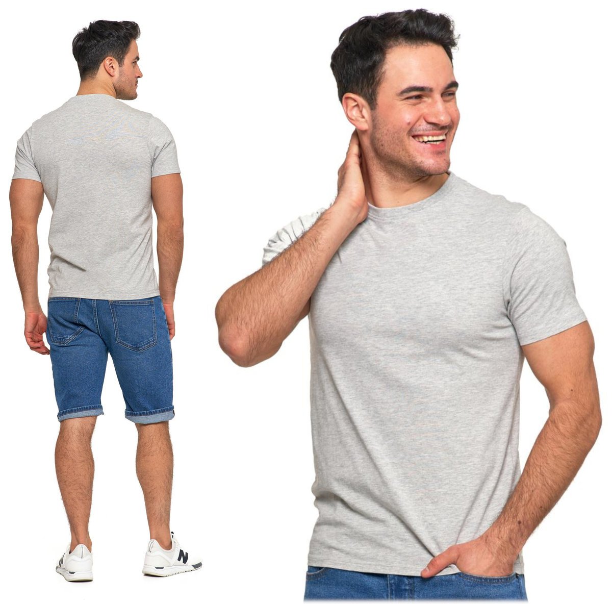 T-Shirt Koszulka Klasyczna Męska Bawełniana Krótki Rękaw Szara MORAJ XXL