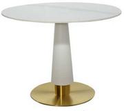 Stoły - Okrągły biały stół złota noga 100x75 cm VCT2100RB/GP/GW - miniaturka - grafika 1