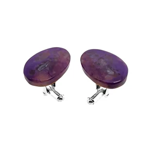 Srebrne spinki do mankietów Czaroit Owal (S322) Srebtro [925] - Spinki do mankietów i krawatów - miniaturka - grafika 1