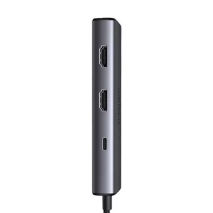 Adapter 6w1 UGREEN CM498 Hub USB do 2x USB-A 3.0, USB-C 3.0, 2xHDMI, PD - Huby USB - miniaturka - grafika 3