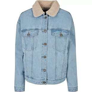 Urban Classics Damska kurtka jeansowa oversize sherpa, jasnoniebieska bielona, rozmiar 4XL, clearblue wybielany, 4XL - Kurtki damskie - miniaturka - grafika 1