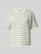 Koszulki i topy damskie - T-shirt typu oversized ze wzorem w paski - miniaturka - grafika 1