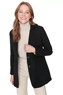 Kurtki damskie - Trendyol Damska kurtka z klapą, jednokolorowa, dopasowana, czarna, 38, Czarny, 64 - miniaturka - grafika 1