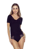 Koszulki i topy damskie - Koszulka damska z koronkowym detalem na dekolcie Daisy czarna 3XL - miniaturka - grafika 1