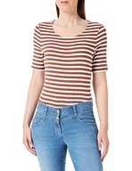 Koszulki i topy damskie - GANT Damska koszulka w paski 1X1 Rib LSS, Mahogany Brown, standardowa, brązowy, M - miniaturka - grafika 1