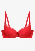 Biustonosze - Czerwony Koronkowy Biustonosz z Efektem Push-Up Dimettra - miniaturka - grafika 1