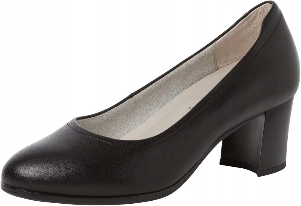 TAMARIS CZÓŁENKA CZARNE SKÓRZANE Z OBCASEM SŁUPEK 38 J0A