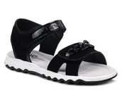 Buty dla dziewczynek - Sandały dziecięce dziewczęce czarne Wojtyłko 23730 wkładka profilowana-34 - miniaturka - grafika 1