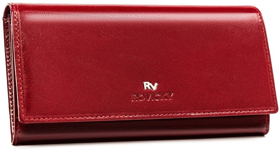 Duży, skórzany portfel damski na zatrzask z systemem RFID