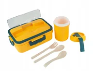 Lunch boxy - Lunch Box Śniadaniowy Pojemnik 1000Ml Kubek 300Ml Żółty - miniaturka - grafika 1